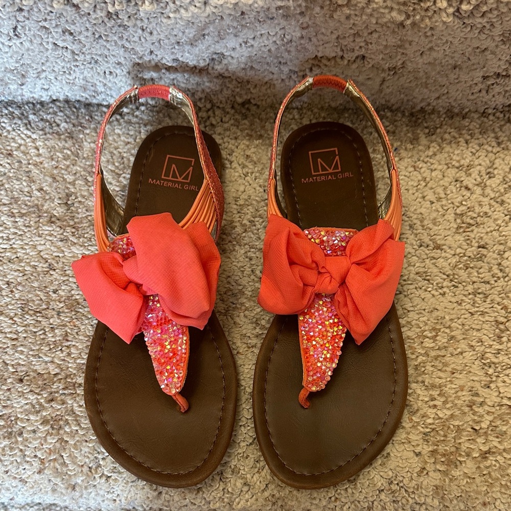 Coral Material Girl Sandals with Bow